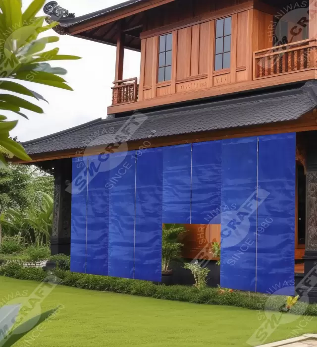 Royal Blue Bamboo Chick Blind – Stylish & Durable Window Covering